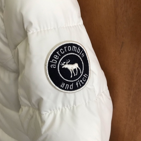 Abercrombie Girls Medium Cream/White Puffer Coat - Picture 6 of 13